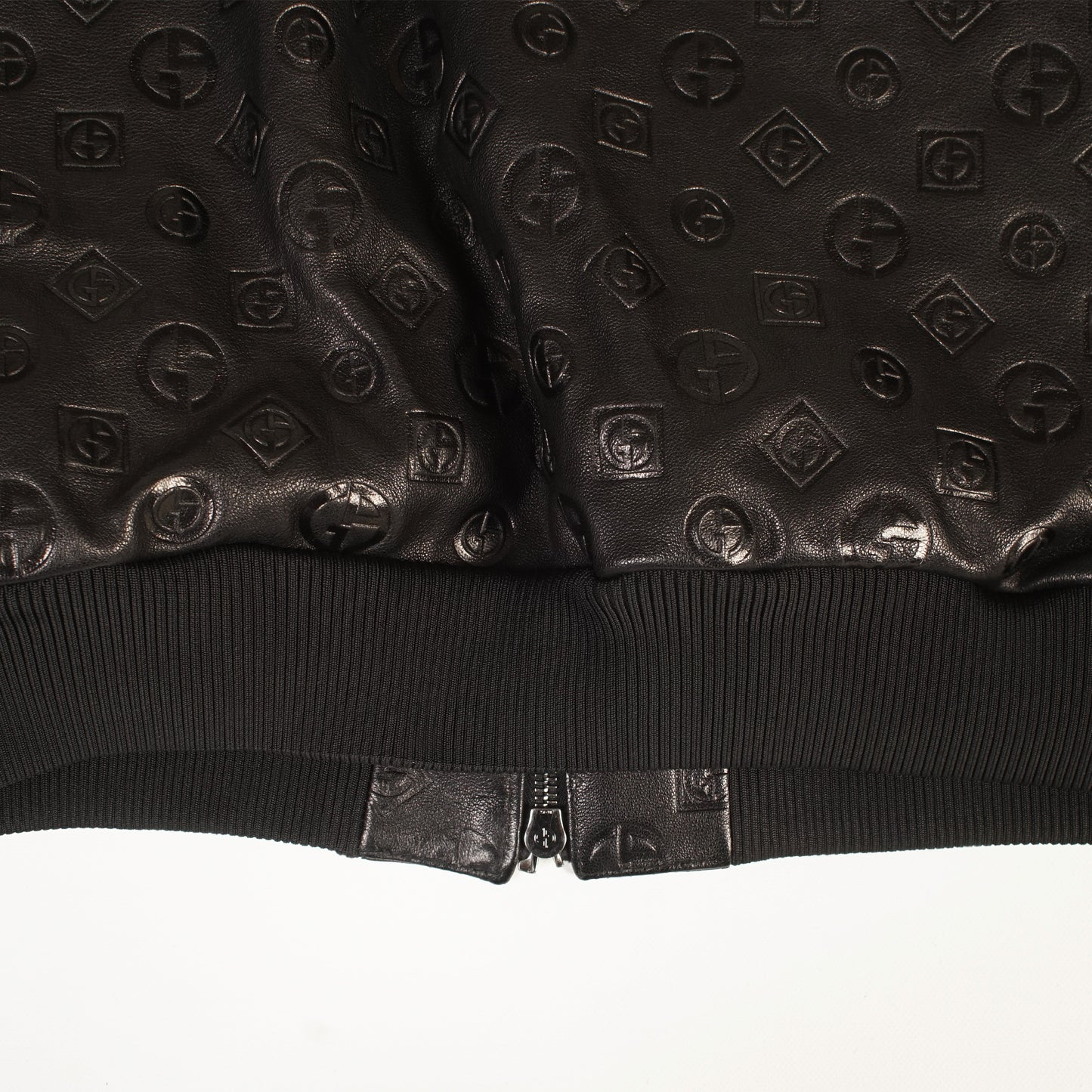 Giorgio Armani Black Leather Bomber Jacket