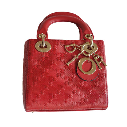 Mini Lady Dior Bag - Red Woven Embossed Calfskin