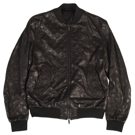 Giorgio Armani Black Leather Bomber Jacket