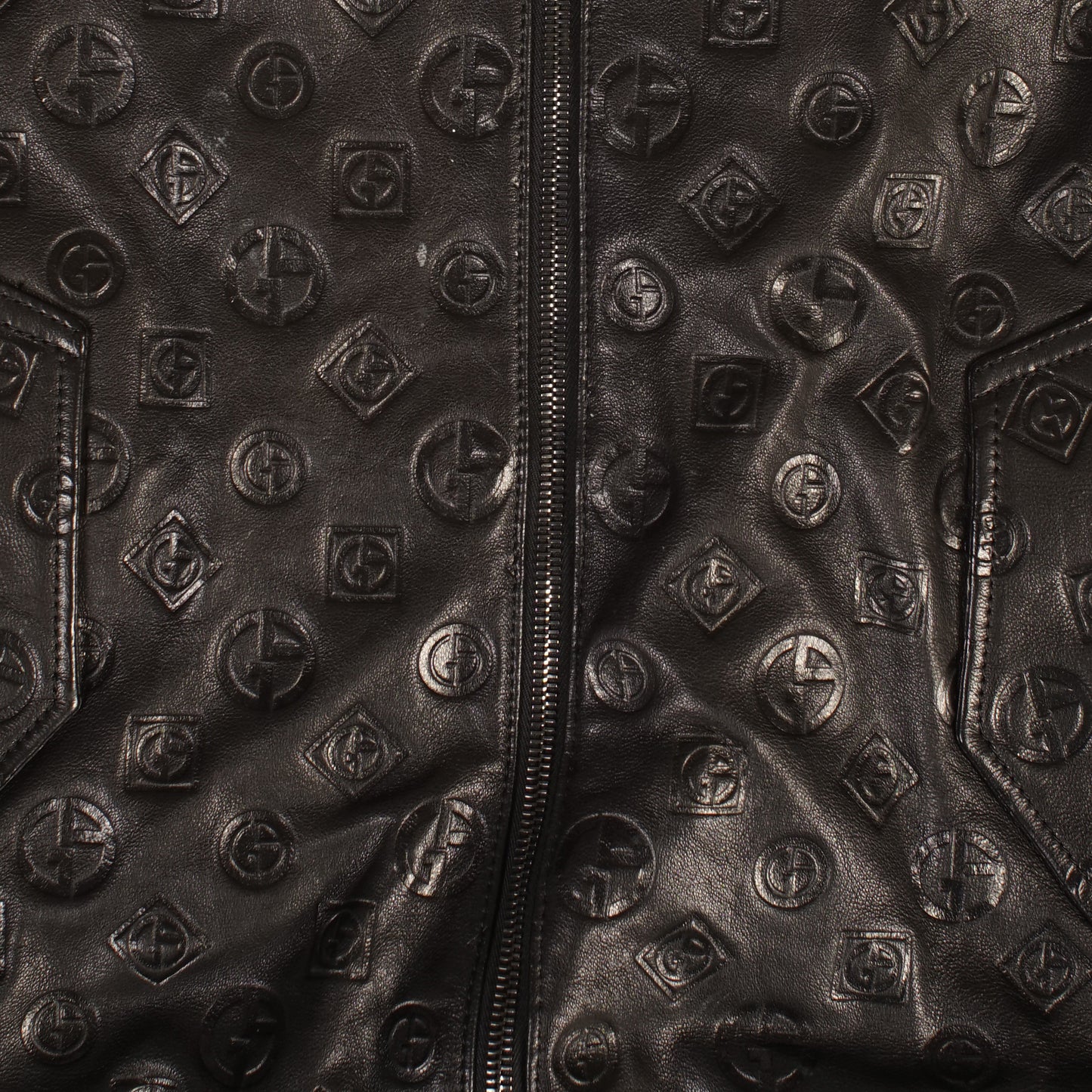 Giorgio Armani Black Leather Bomber Jacket