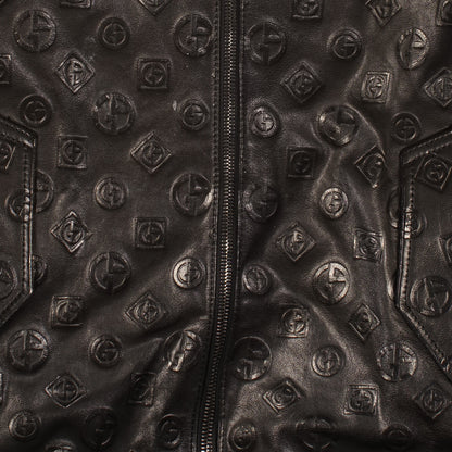 Giorgio Armani Black Leather Bomber Jacket