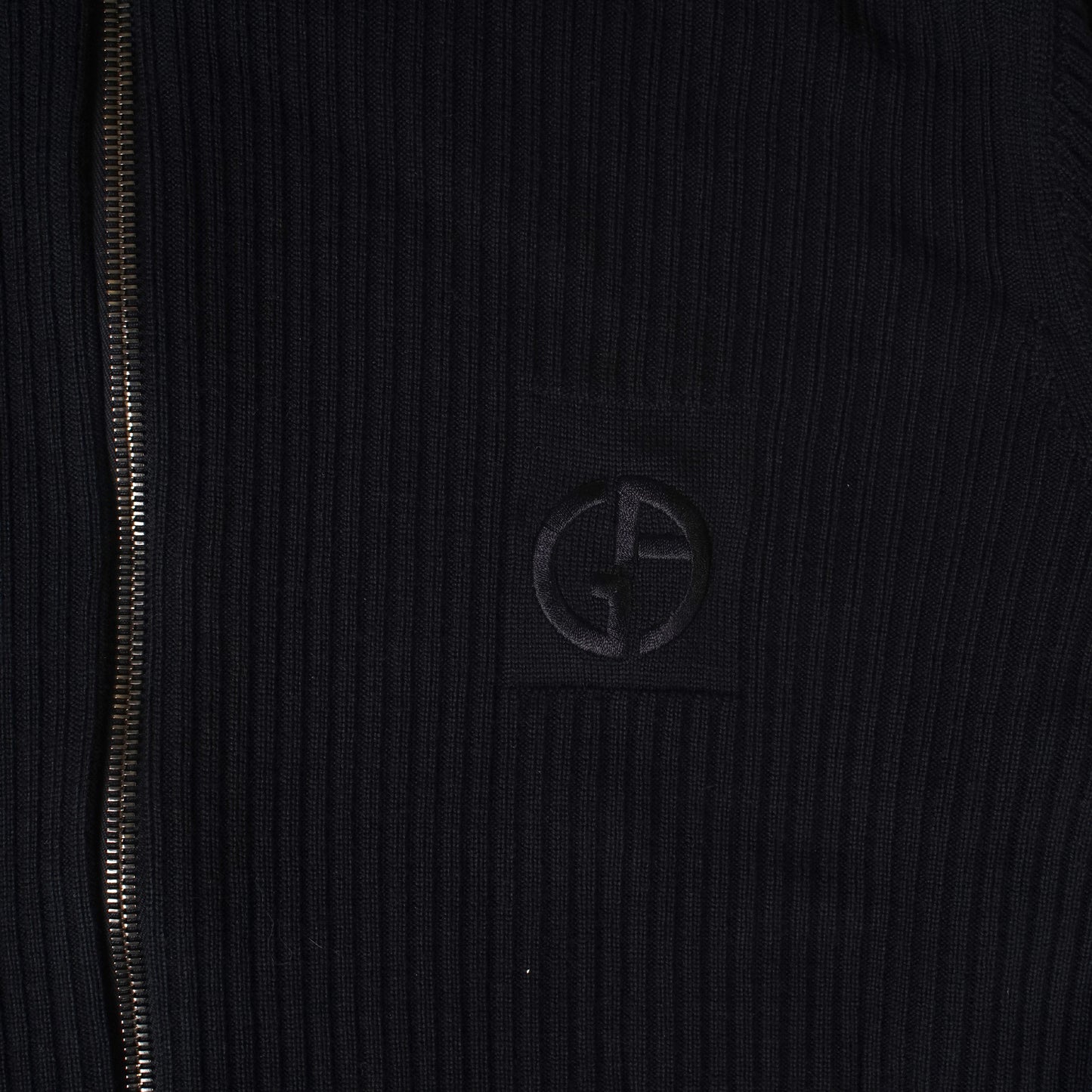 Giorgio Armani Navy Wool Zip up Sweater