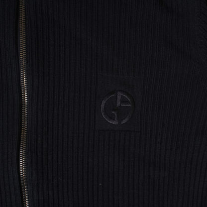 Giorgio Armani Navy Wool Zip up Sweater