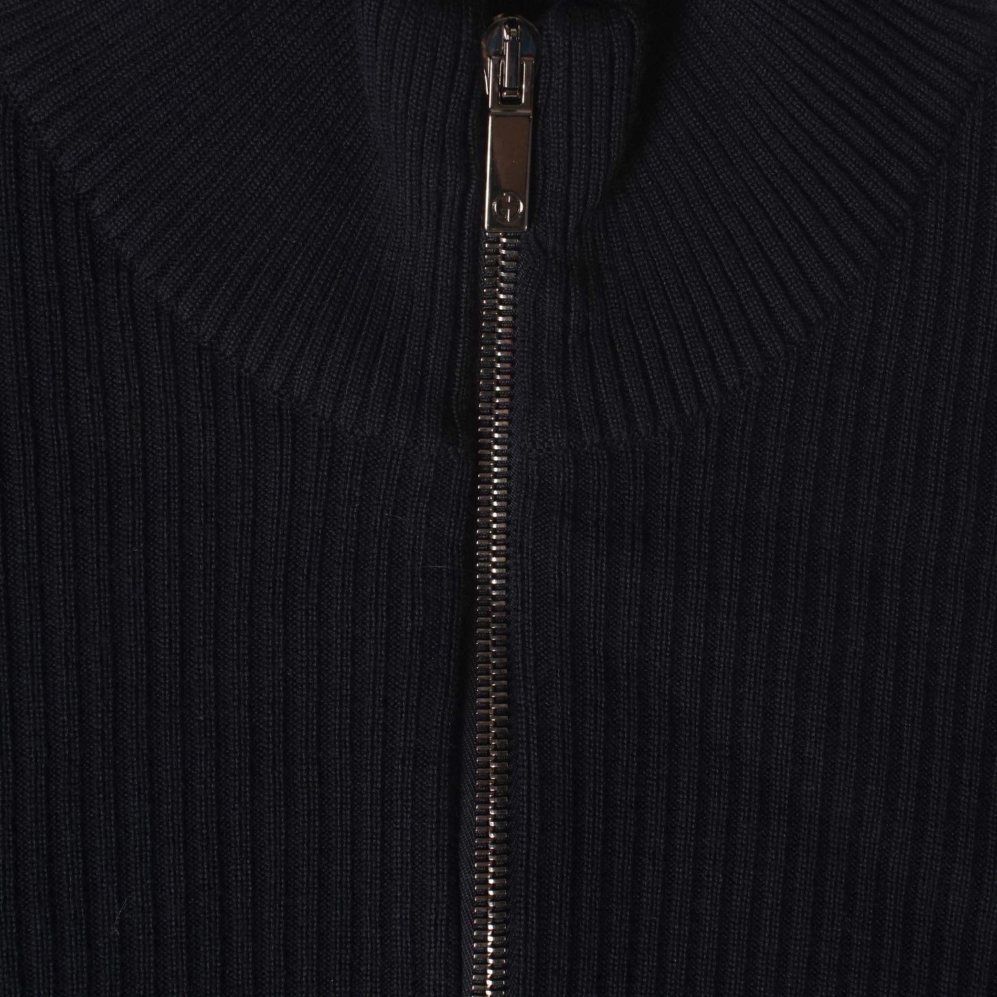 Giorgio Armani Navy Wool Zip up Sweater