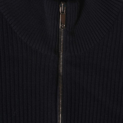 Giorgio Armani Navy Wool Zip up Sweater