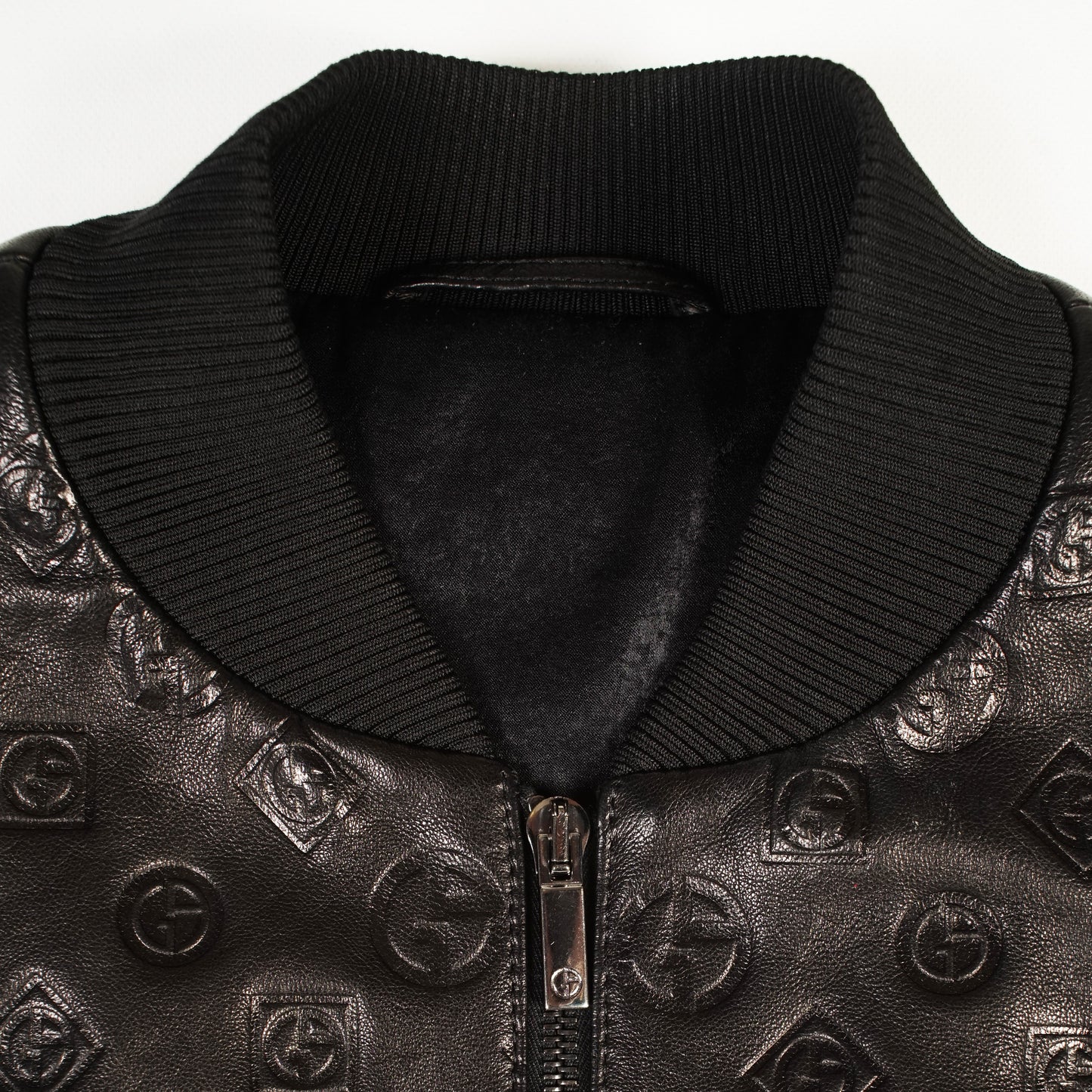 Giorgio Armani Black Leather Bomber Jacket