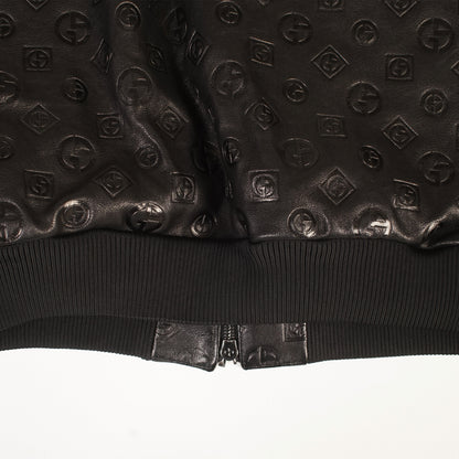 Giorgio Armani Black Leather Bomber Jacket
