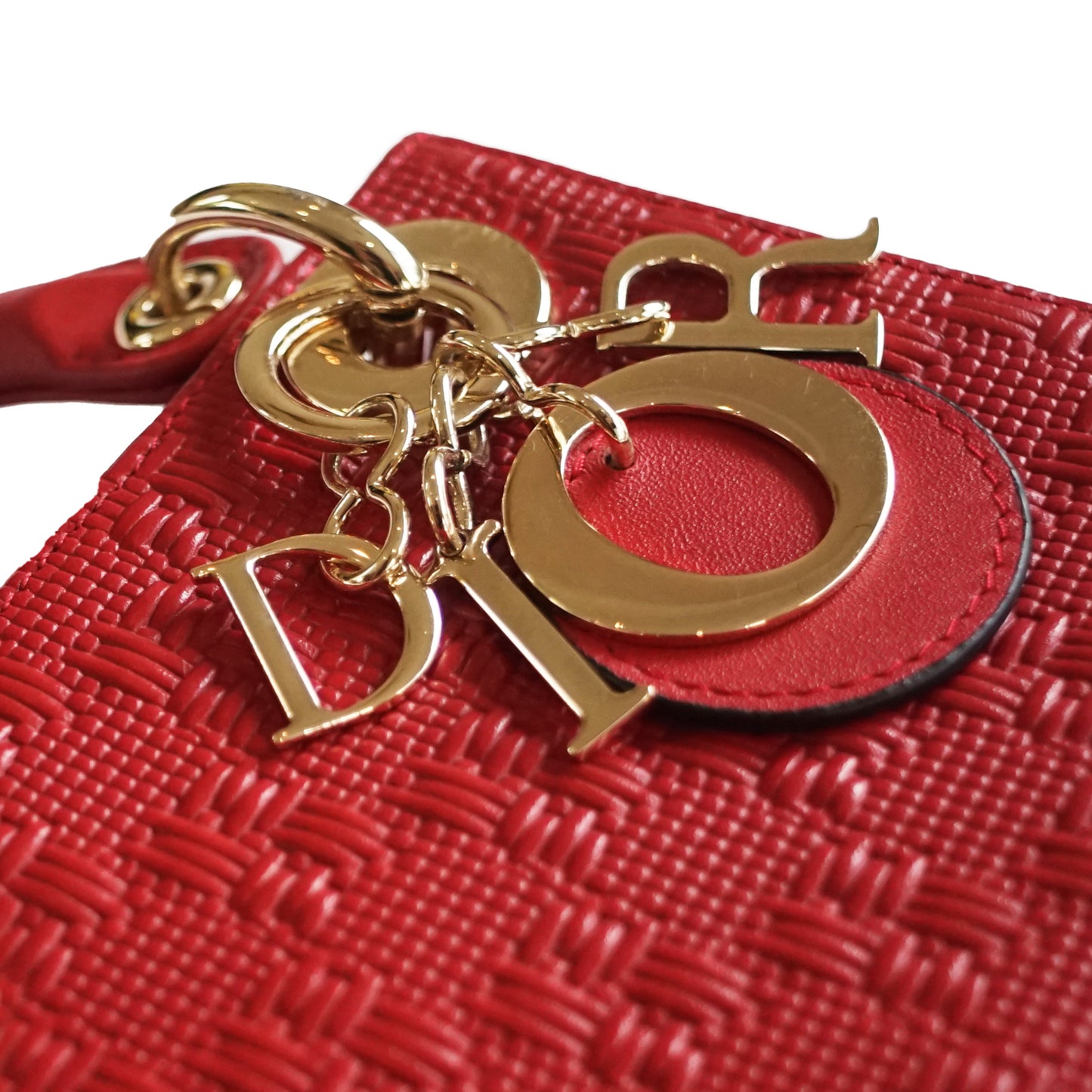 Mini Lady Dior Bag - Red Woven Embossed Calfskin