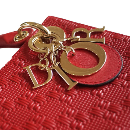 Mini Lady Dior Bag - Red Woven Embossed Calfskin