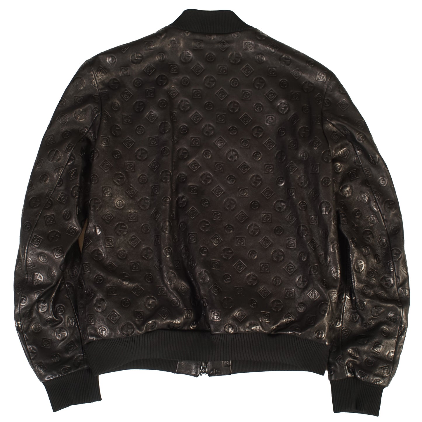 Giorgio Armani Black Leather Bomber Jacket